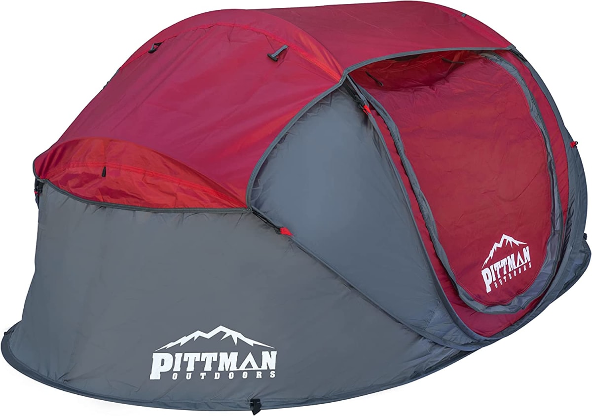 Pittman Outdoors PPI-POPUP2X Instant Set-up 2 Person Pop-up Tent with Large Mesh Window, 7.55’ x 3.94’ x 3.2’ (height)