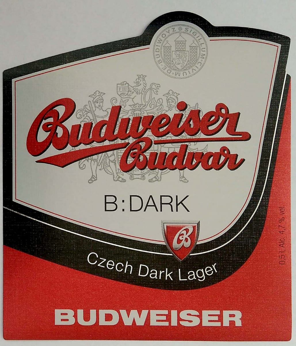 Budweiser Budvar B DARK Czech Dark Lager 0,33l Budweiser Etk. A