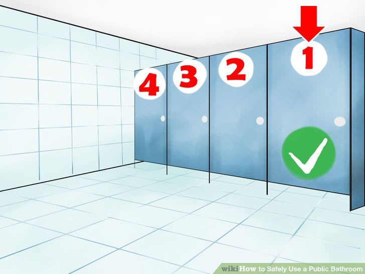 When using a public restroom, use the first stall. It is the usually the least used therefore the cleanest.
