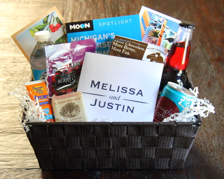 Plan welcome baskets for out-of-town guests