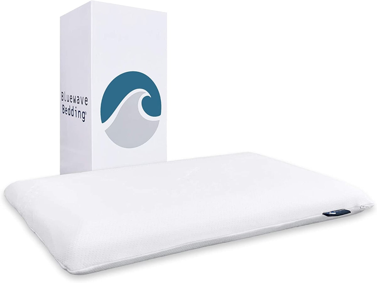 Bluewave Bedding Ultra Slim Gel Memory Foam Pillow for Stomach and Back Sleepers - Thin, Flat Design for Cervical Neck Alignment and Deeper Sleep (2.75-Inches Height, Full Pillow Shape, Standard Size)