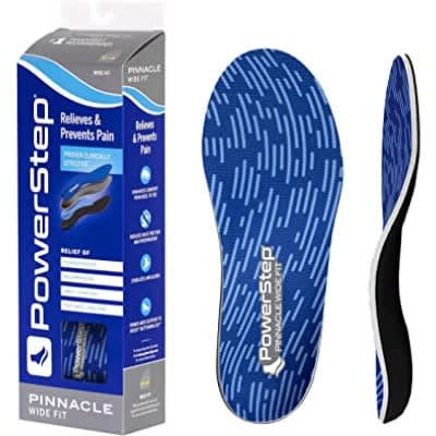 PowerStep Pinnacle Wide Fit, Neutral Arch Support, Wide Fit Insole for Shoe Widths 3E-6E, Plantar Fasciitis Pain Relief