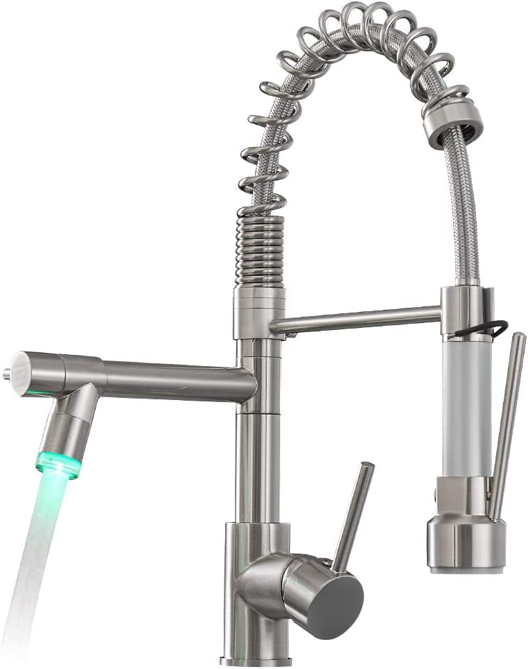Commercial Pull Down Kitchen Faucet Sprayer with LED Light