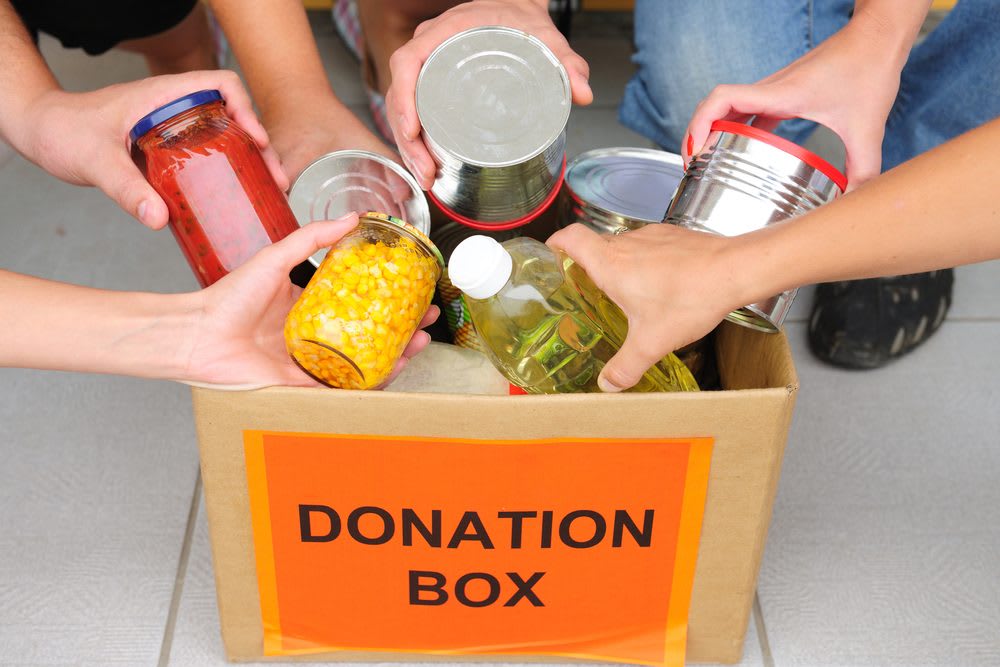 Collect and donate food to a local food bank or shelter