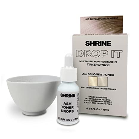 Shrine Drop It - Hair Toner - Temporary Hair Color - Rich, Natural Autumn & Winter Shades - Semi-Permanent Dye - Vegan & Cruelty-Free - Multi-Use - 200 Drops Per Bottle (ASH BLONDE TONER)