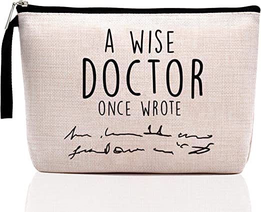 Doctor Gifts for Women, Thank You Appreciation Doctor Gifts. Funny Doctor Birthday Gifts, Christmas, Medical Graduation Gifts for Women Funny Makeup Bag-A Wise Doctor Once Wrote