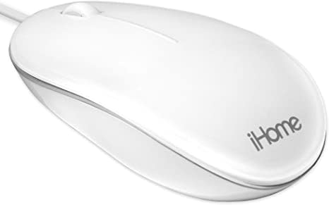 iHome Wired Mac Mouse with Scroll Wheel, 3-Buttons, 1600 DPI, Laptops and Computers, Slim and Compact, Right or Left Hand Use