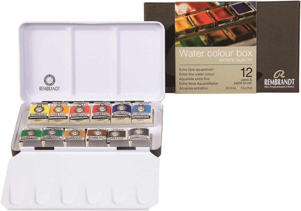 Rembrandt Watercolor Paint Metal Tin Deluxe Set, 48 Pans