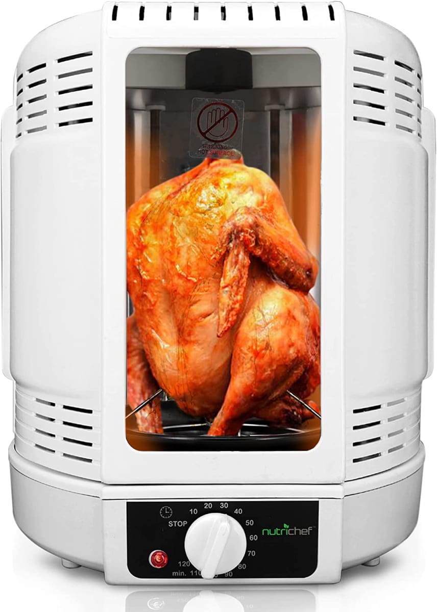 NutriChef Vertical Rotisserie Oven Roaster - Rotating Shawarma / Kebab Machine with Skewer and Rack, Basket Tower, Roasting Rack, Poultry Tower, Drip Tray - For Meat Chicken Turkey Lamb