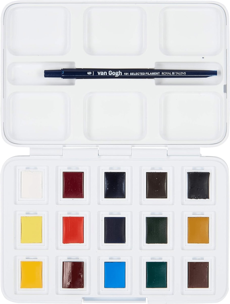 Van Gogh Watercolor Paint Set, Plastic Pocketbox, 12-Half Pan