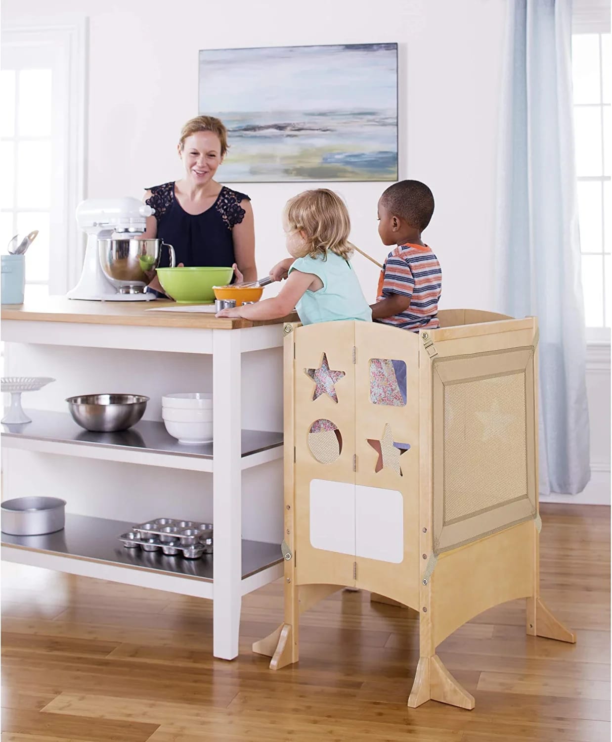 Kitchen Helper® Stool with 2 Keepers Double Wide Adjustable Height