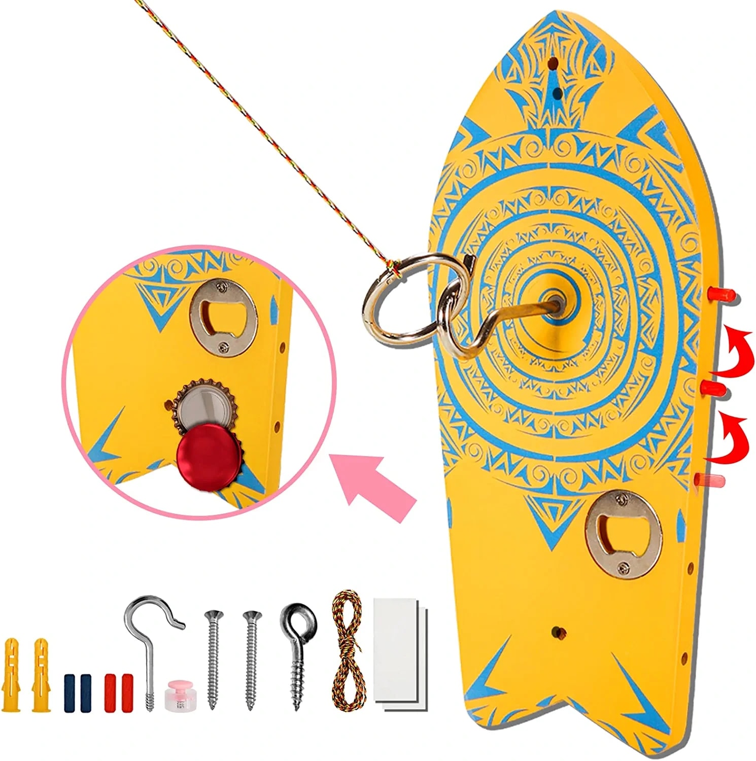 Ring Toss Game for Adults and Kids, Ring Game on a String, Larger Base