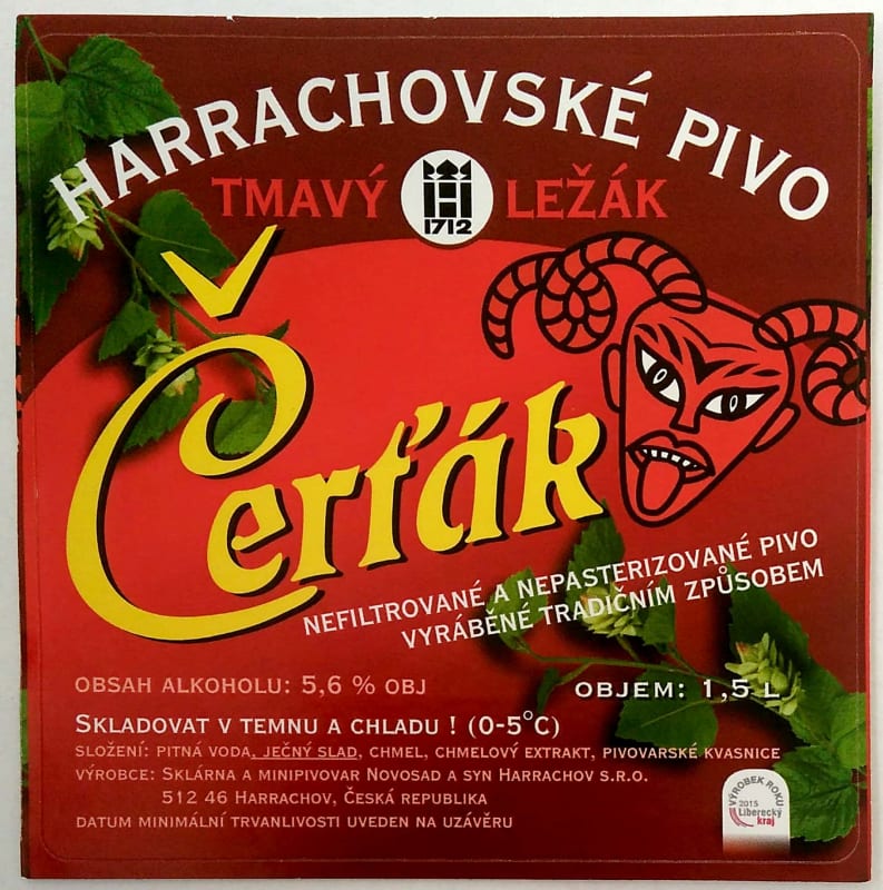 Čerťák tmavý ležák 1.5l kulaté rohy výrobek roku Etk. A