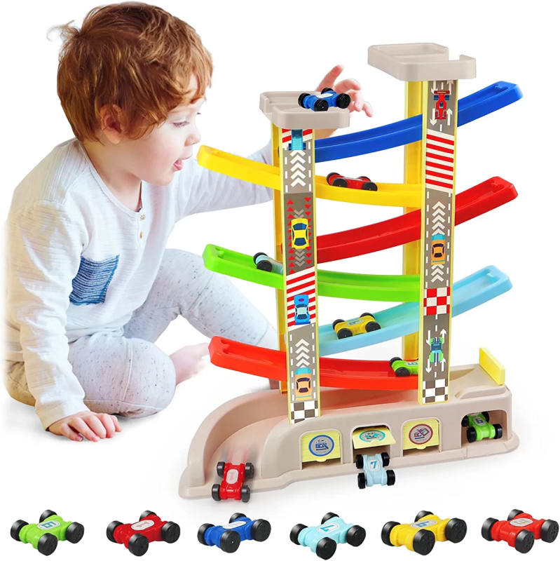 Car Ramp Toys with 6 Cars & Race Tracks