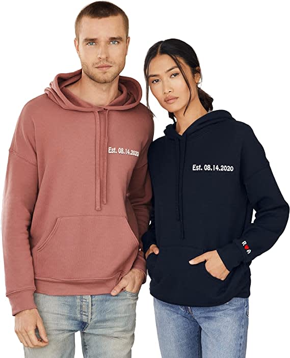 Custom Embroidered Matching Couple Hoodies