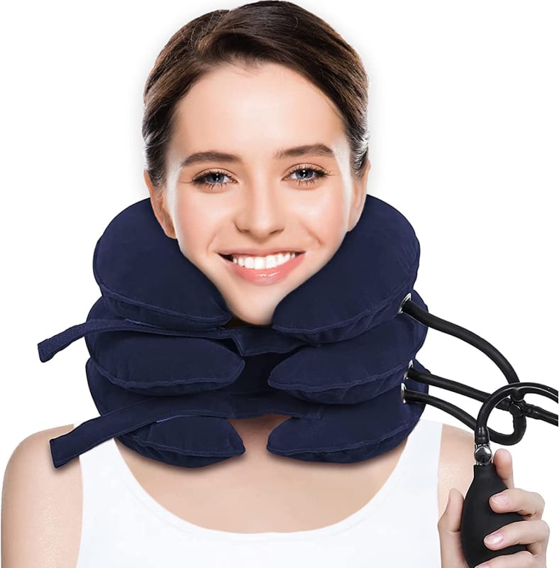 Cervical Neck Traction Device for Neck Pain Relief, Adjustable Inflatable Neck Stretcher Neck Brace, Neck Traction Pillow for Use Neck Decompression and Neck Tension Relief