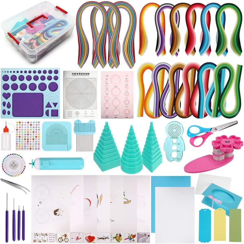 MY CREATIVE CAMP Quilling Kit for Kids & Adults - 10 Projects, Tools, Paper  Strips, Storage Box