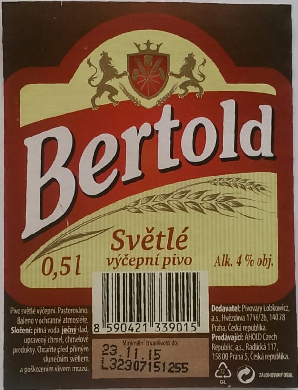 Bertold světlé výčepní červená etiketa