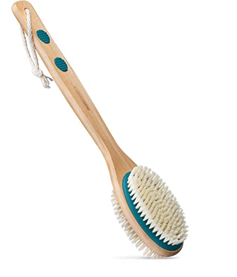 MainBasics Dual-Sided Long Handle Bath Shower Brush Back Scrubber Body Exfoliator