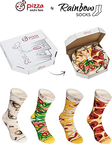 PIZZA SOCKS BOX 4 pairs MIX Hawaii Italian Pepperoni Cotton Socks Made In EU