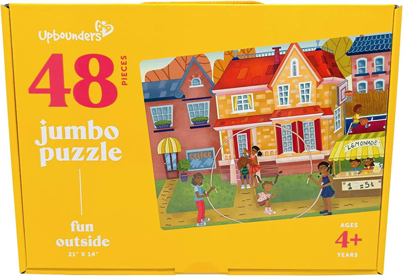Fun Outside 48 Piece Floor Puzzle, Multicultural Beginner Jigsaw Puzzle with African American Children Boys Girls at Play