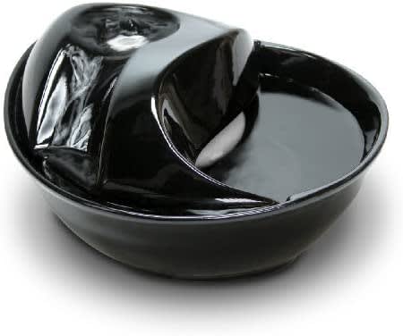 Pioneer Pet Raindrop Fountain, Pet Drinking Fountains (60 oz, Black Ceramic)