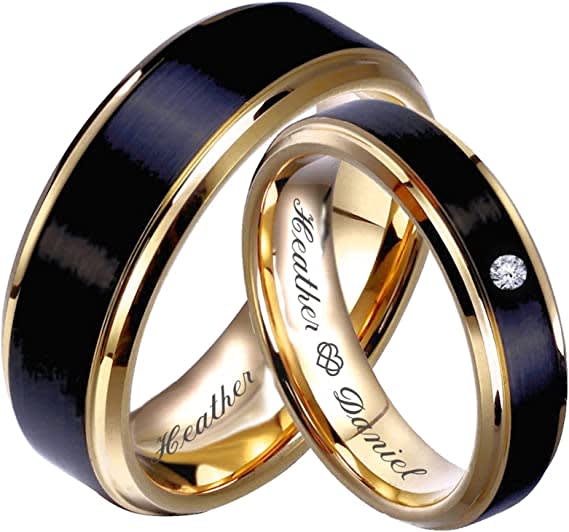 Stainless Steel Beveled Cut Couple's Ring