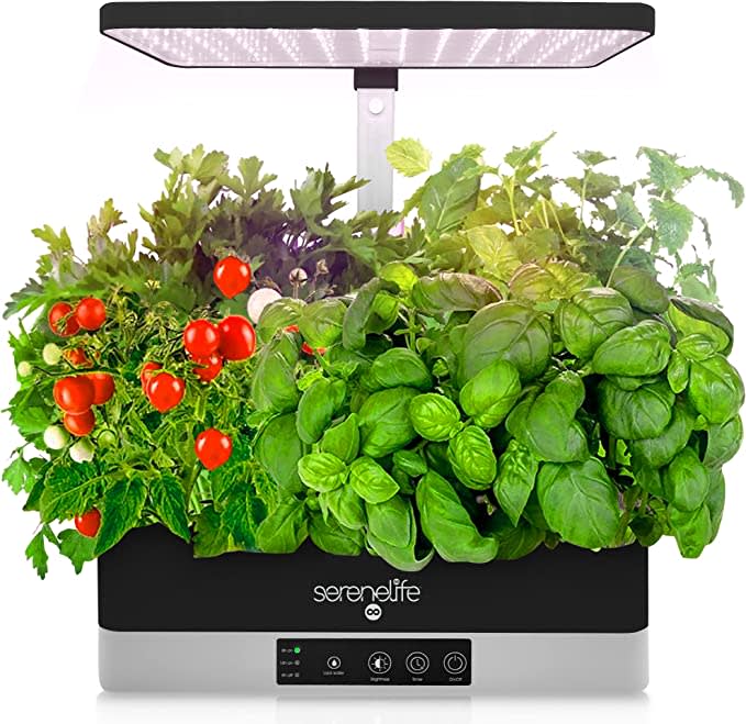 SereneLife Smart Starter Kit-Hydroponic Herb Garden Indoor Plant System w/Height Adjustable LED Grow Lights, 6 pods, 3 Modes-Home Kitchen, Bedroom, Office