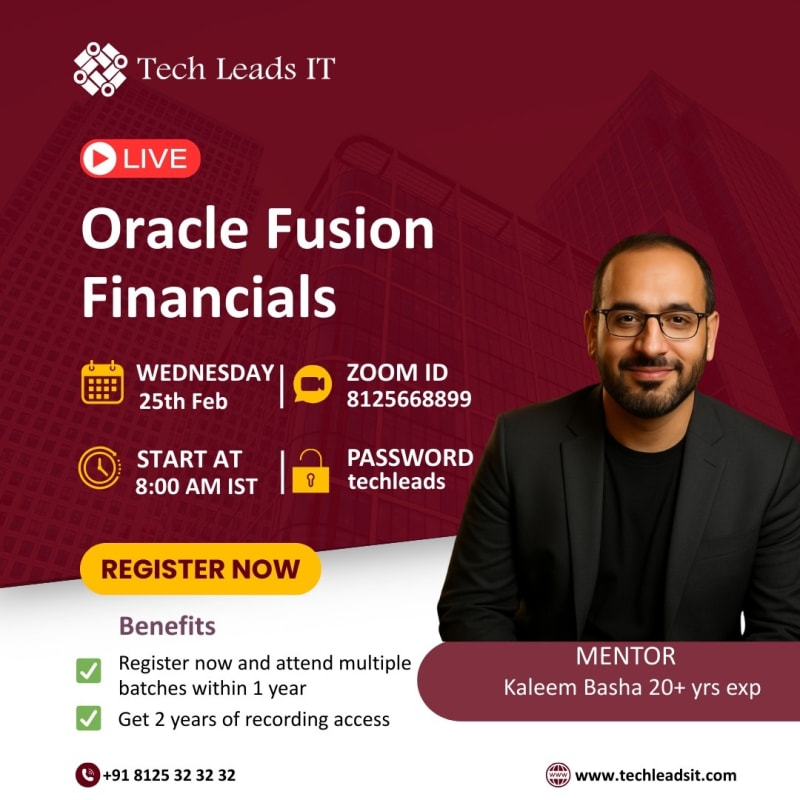 Join Oracle Fusion Financials LIVE Demo – Free Online Session |Tech Leads IT