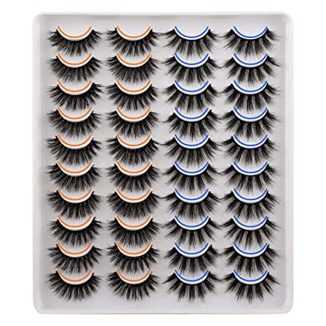 JIMIRE 20 Pairs False Eyelashes 2 Different Styles Fluffy Eyelashes Natural Volume Faux Mink Lashes Pack