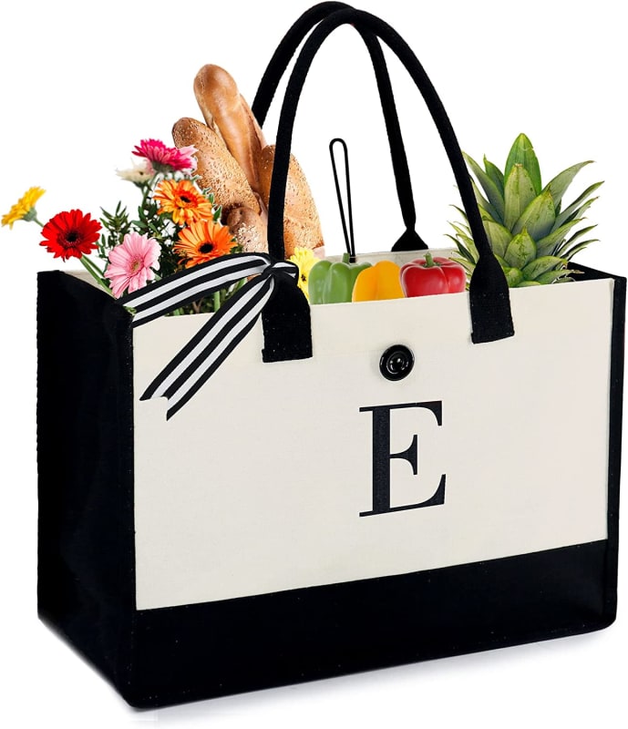 Initial Canvas Tote Bag