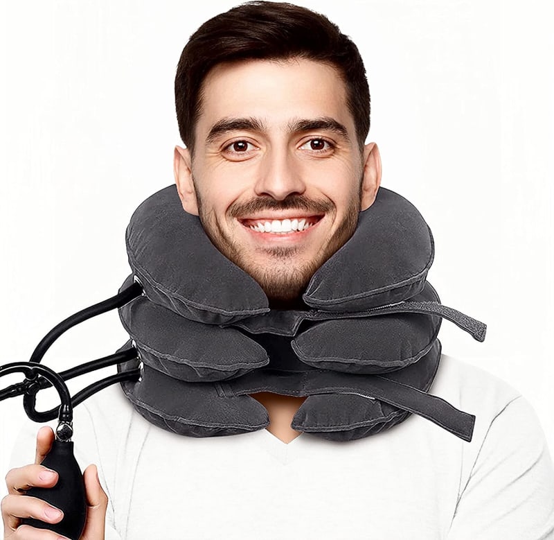 Cervical Neck Traction Device, Adjustable Inflatable Neck Stretcher & Neck Brace for Neck Pain Relief, Neck Traction Pillow Provides Neck Decompression and Neck Tension Relief