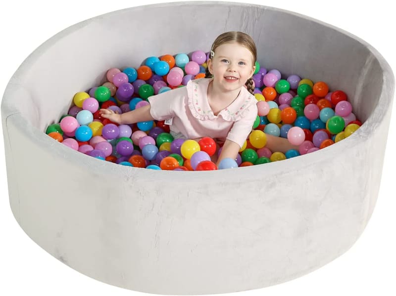 47inch Extra Large Memory Foam Ball Pit for Baby, Coral Fleece Toddler Soft Round Ball Pool