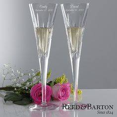 Personalized Crystal Champagne Flutes by Reed & Barton