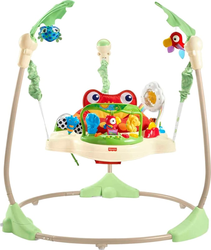 Rainforest Jumperoo, freestanding baby activity center with lights, music, and toys