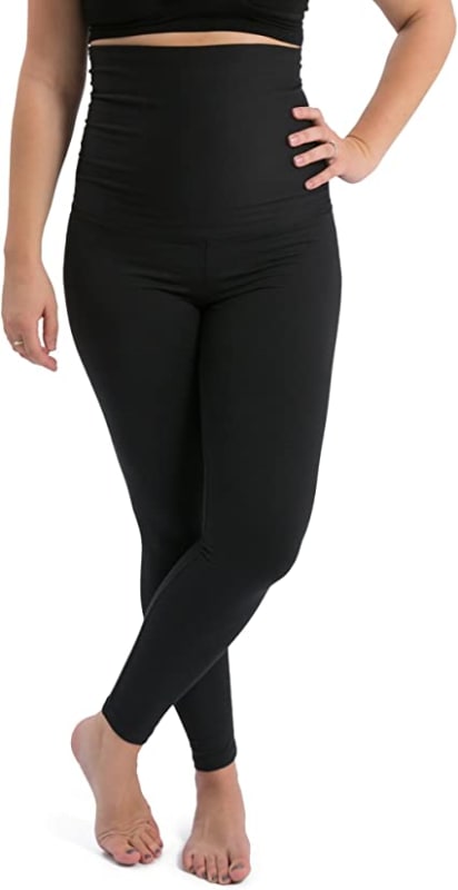 V VOCNI Womens Faux Leather Maternity Leggings Pants Stretchy Over