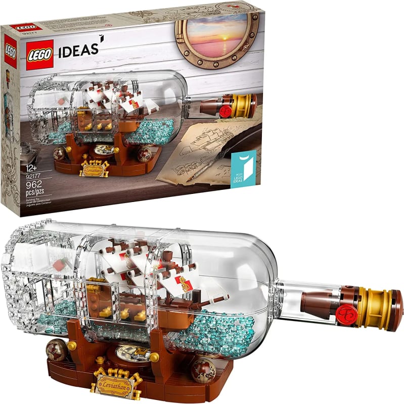 Ideas Ship in a Bottle 92177 Expert Building Kit, Snap Together Model Ship, Collectible Display Set and Toy for Adults (962 Pieces)