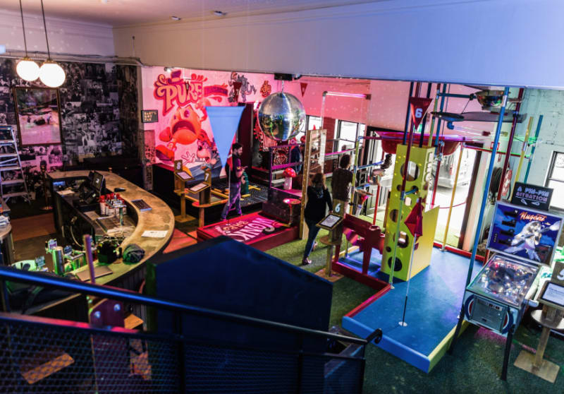 Play a round of mini golf at Holey Moley in Newtown