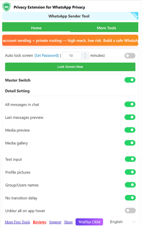 Privacy Extension for WhatsApp Web