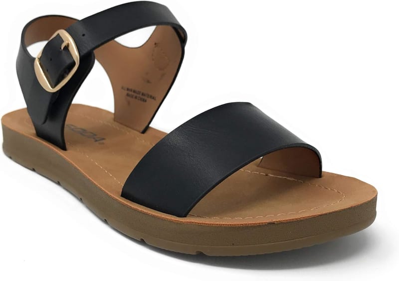 Soda Plenty - Strappy Ankle Wrap Buckle Flat Sandals