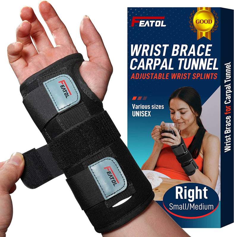 Wrist Brace for Carpal Tunnel, Adjustable Wrist Support Brace with Splints Right Hand, Small/Medium, Arm Compression Hand Support for Injuries
