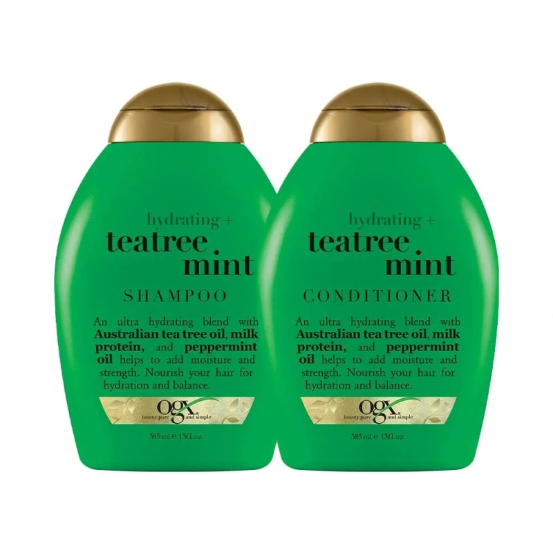Hydrating + Tea Tree Mint Conditioner, Nourishing & Invigorating Scalp Conditioner with OGX Hydrating + Tea Tree Mint Shampoo