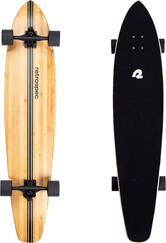 Retrospec Zed Longboard Skateboard Complete Cruiser | Bamboo & Canadian Maple Wood Cruiser w/ Reverse Kingpin Trucks for Commuting, Cruising, Carving & Downhill Riding