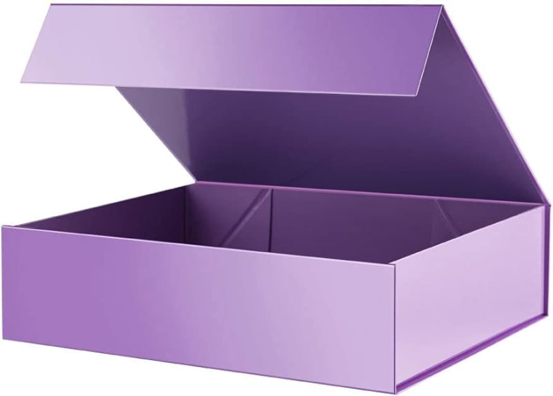 Gift Box 13x9.7x3.4 Inches, Large Gift Box with Lid, Sturdy Shirt Box with Magnetic Lid for Wrapping Gifts (Glossy Metallic Purple)