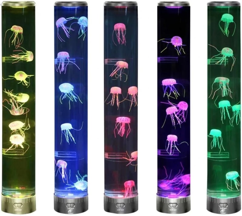 LED Jellyfish Lamp Round with Vibrant 5 Color Changing Light Effects. The Ultimate Large Sensory Synthetic Jelly Fish Tank Aquarium Mood Lamp. Ideal Gift