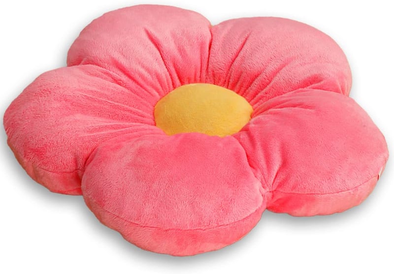 Large Pink Daisy Pillow: Flower-Shaped Lounge Pillow, Seating Cushion - Room Decor, Aesthetic for Teens & Kids; Machine-Washable Plush Microfiber
