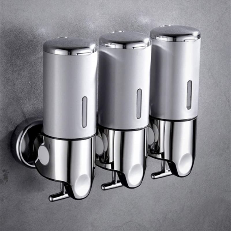 3 in 1 Chamber Wall Mounted Bathroom Shower Pump Dispenser and Organizer