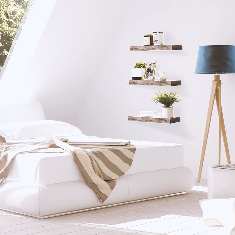 Rustic Wood Hanging Rectangle Wall Shelves