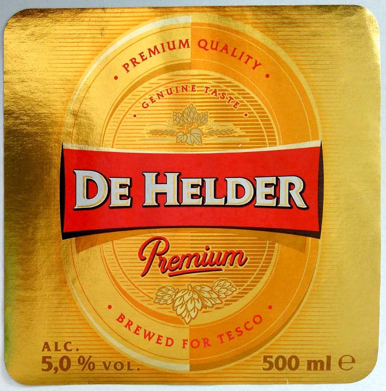 De Helder Premium brewed for Tesco ležák světlý
