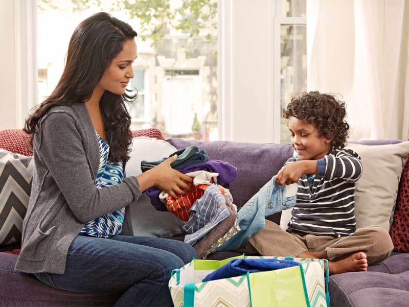 Sort and donate clothes to a local shelter